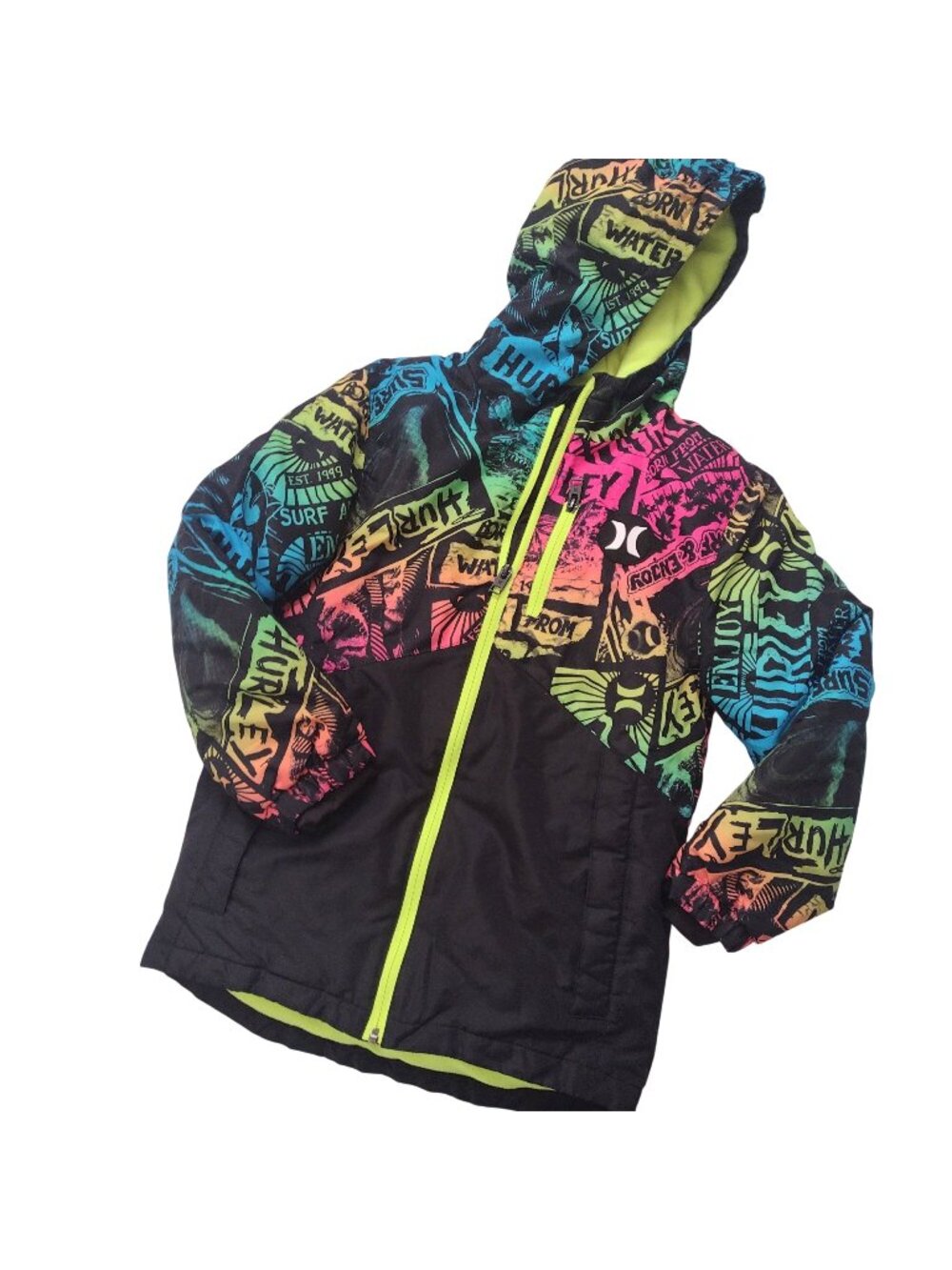 Hurley Neon Snow Jacket Boys 7/8 Graphic Insulated Snowboard Jacket